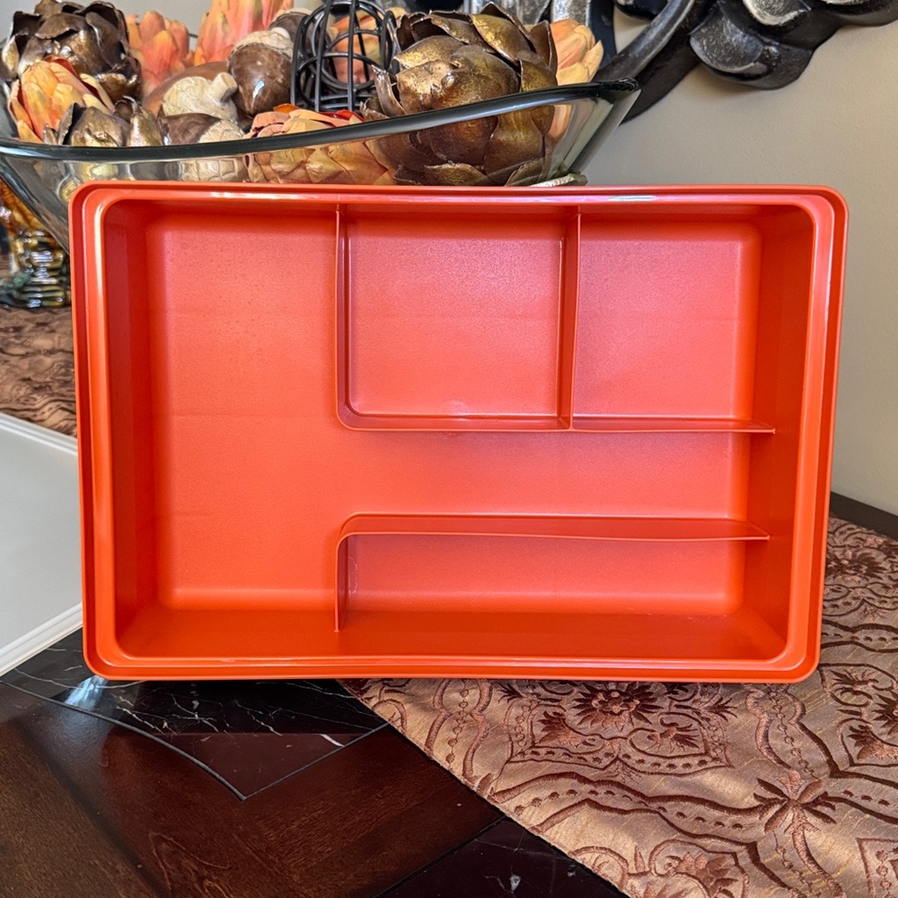 Tupperware Orange and White Compartment Rectangle Storage Container - Picture 2 of 13